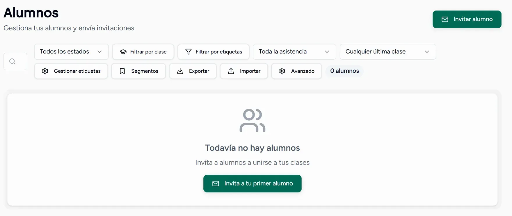 La lista de alumnos de toda la academia