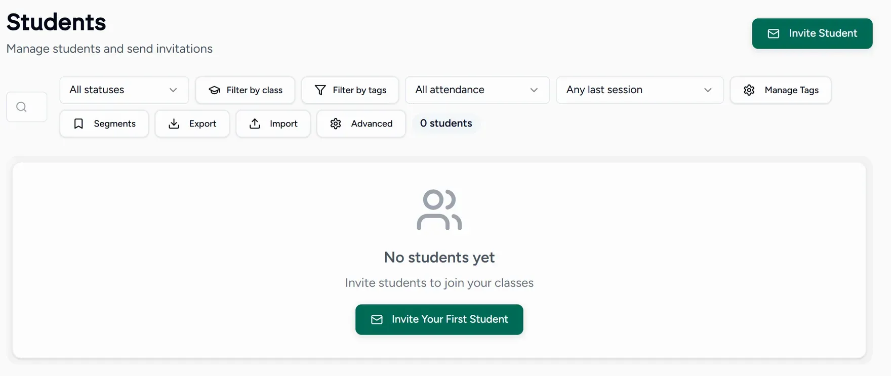 The academy-wide student roster