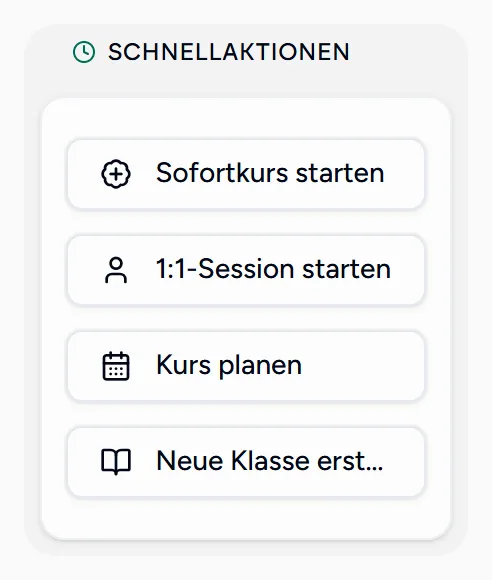 Die Ansicht für eine Sofort-Sitzung